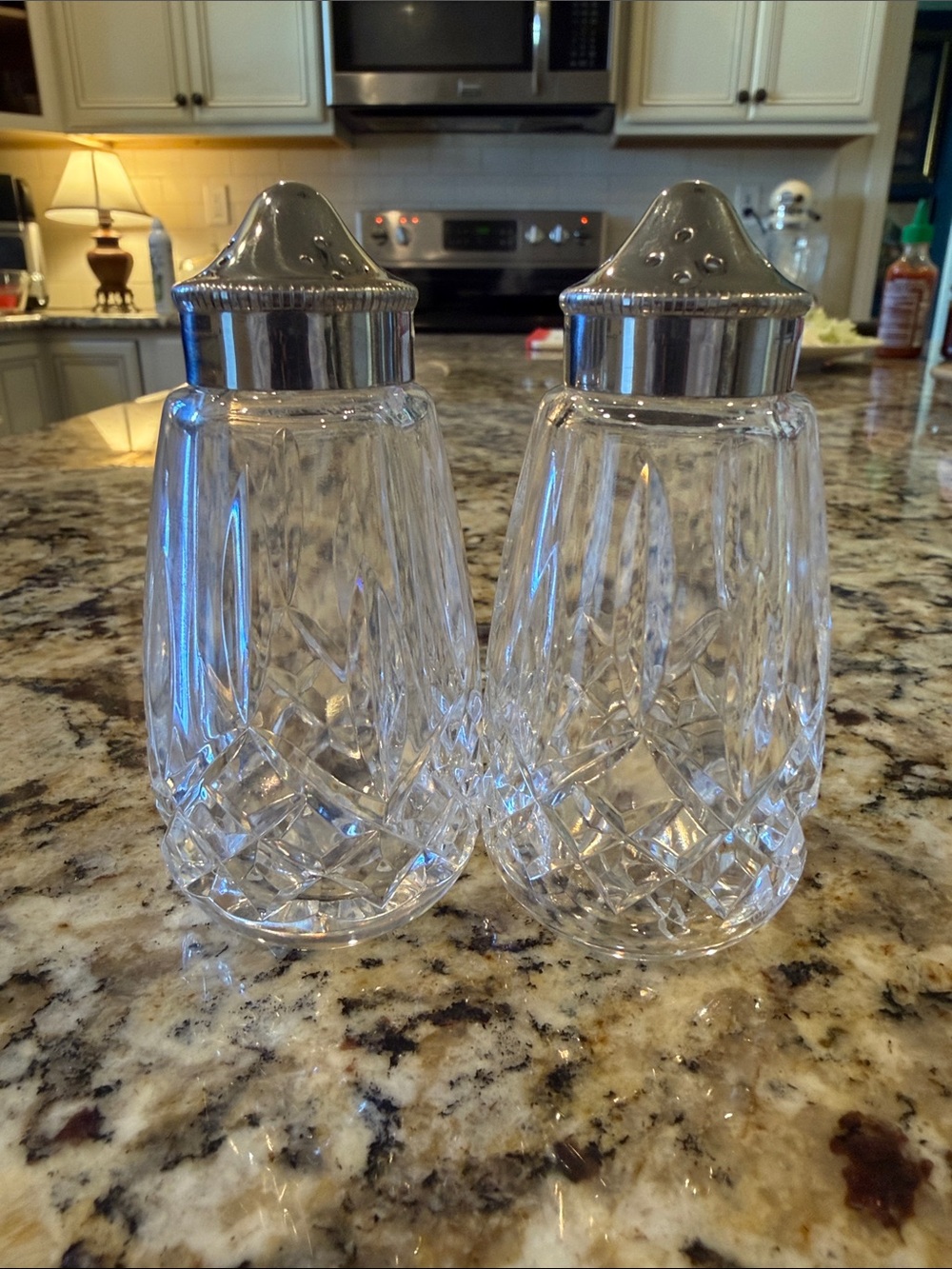 Waterford Crystal Lismore Salt & Pepper Shakers Set EUC